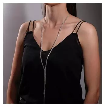 Колье "Нить" классика, цвет белый в серебре, L=66