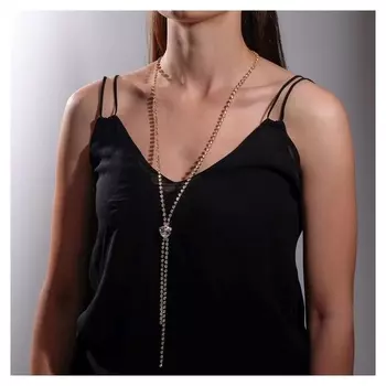 Колье "Нить" крупный элемент, цвет белый в золоте, L=70