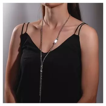 Колье "Нить" прямоугольный элемент, цвет серый, L=70