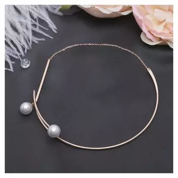 Колье "Ноэль" бусины с цепочкой, цвет белый в золоте