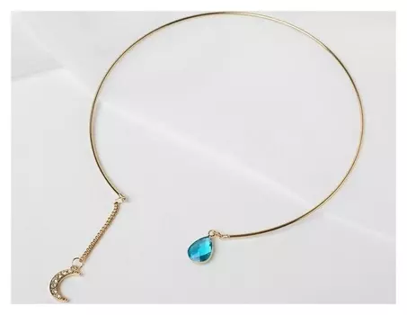 Колье "Ноэль" месяц, цвет бело-голубой в золоте