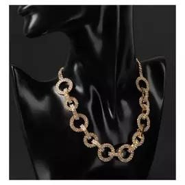 Колье "Праздник" звенья, цвет белый в золоте, L=30