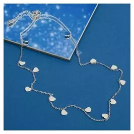 Колье "Сердечки" романтика, цвет серебро, 45 см