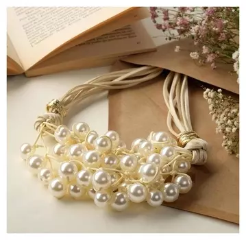 Колье "Вдохновение", цвет бело-бежевый в золоте, L=50 см