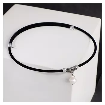 Колье "Жемчуг" капля на бархатном тросе