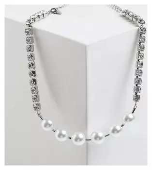 Колье "Жемчужная роскошь" D=14, цвет белый в серебре, 30 см