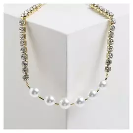 Колье "Жемчужная роскошь" D=14, цвет белый в золоте, 30 см