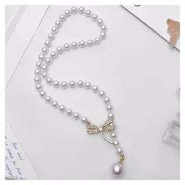 Колье "Жемчужное" с расстёгивающимся элементом, стрекоза, цвет белый в золоте, 50 см