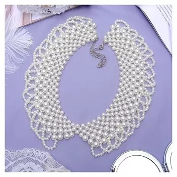 Колье "Жемчужное" воротничок ажур, цвет белый