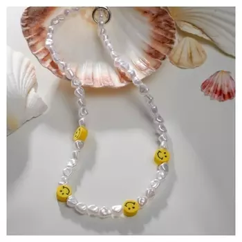 Колье "Жемчужный бисер" смайлики, цвет жёлто-белый, 40см