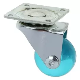 Колесо мебельное, D=35 мм, на площадке, синее