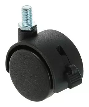 Колесо мебельное, D=40 мм, с футоркой, с тормозом, черный пластик