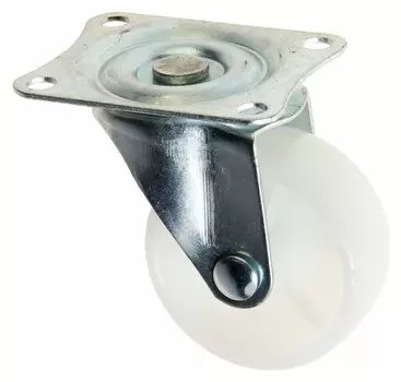 Колесо мебельное, D=45 мм, на площадке, белое