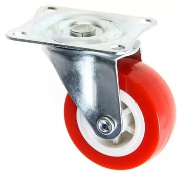 Колесо мебельное, D=50 мм, без тормоза, красное