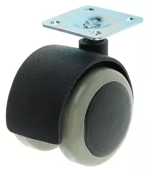 Колесо мебельное, D=50 мм, на площадке, C мягким ходом, без тормоза, серое