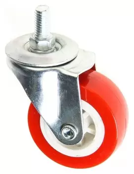 Колесо мебельное, D=50 мм, с футоркой, красное
