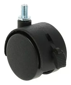 Колесо мебельное, D=50 мм, с футоркой, с тормозом, черный пластик