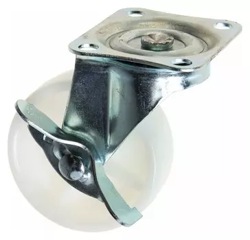 Колесо мебельное, D=75 мм, на площадке, с фиксатором, белое