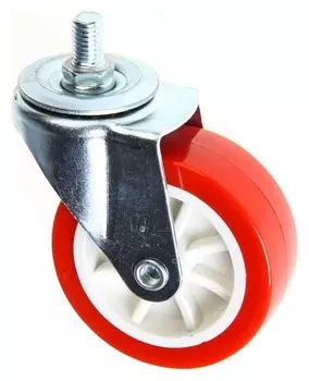 Колесо мебельное, D=75 мм, с футоркой, красное