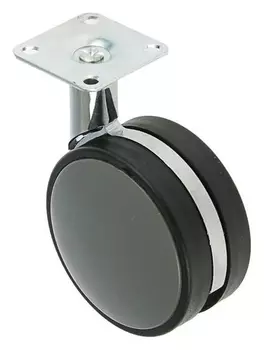 Колесо мебельное, D=82 мм, на площадке, без тормоза, пластик, серое