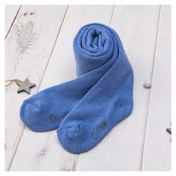 Колготки детские махровые, цвет светлый джинс, рост 104-110