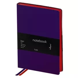 Колледж-тетрадь А5, 80 листов в клетку, кожзам Fuze, оранжевый срез, фиолетовый