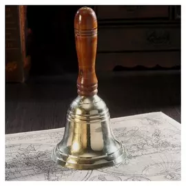 Колокольчик "Мираж" латунь, рукоять дерево 8,5х8,5х18 см