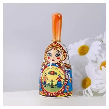 Колокольчик с ручкой "Матрешка" средняя, керамика