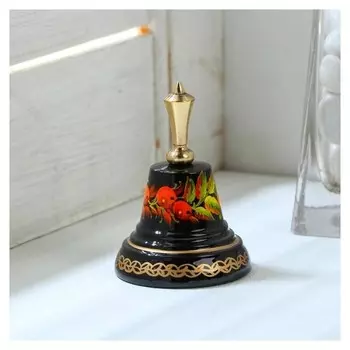 Колокольчик валдайский "№3. ягоды", расписной, с короткой ручкой, D=40 мм