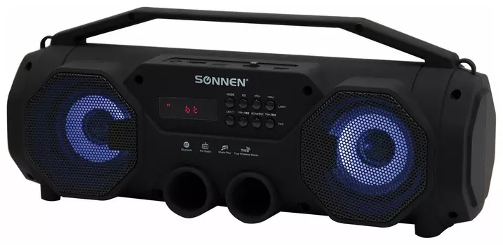 Колонка портативная Sonnen B306, 12 Вт, Bluetooth, Fm-тюнер, Microsd, Mp3-плеер, черная, 513479