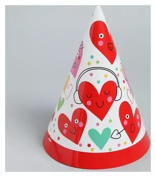 Колпак бумажный «Сердце», набор 6 шт.