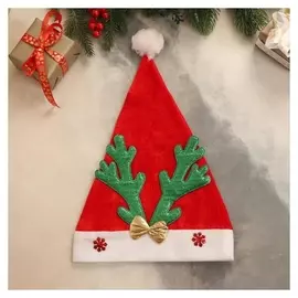 Колпак новогодний "Оленьи рога" зелёные 27х35 см