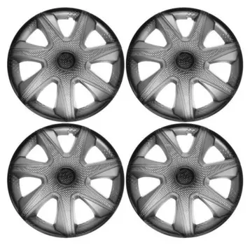 Колпаки колесные R16 "Джой",серебристо-черный, карбон, набор 4 шт