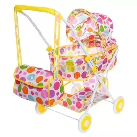 Коляска универсальная для кукол, с сумкой и корзиной, металлический каркас