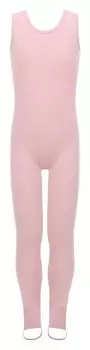 Комбинезон гимнастический на лямках, цвет розовый, лосины с вырезом, размер 42