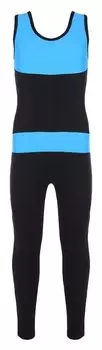 Комбинезон гимнастический со вставками (Gd2002), цвет чёрный/бирюза, размер 38