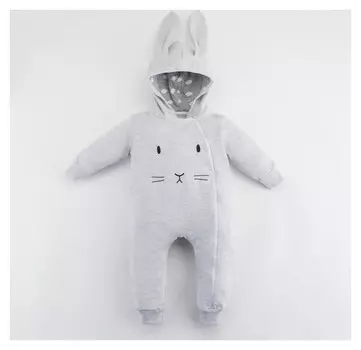 Комбинезон крошка Я "Зайчик", серый, рост 86-92 см