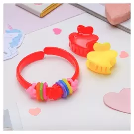 Комплект детский "Выбражулька" 3 предмета: 2 крабика, браслет, сердечко