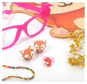 Комплект детский "Выбражулька" 4 предмета: очки, бусы для очков, клипсы, кольцо, цветной