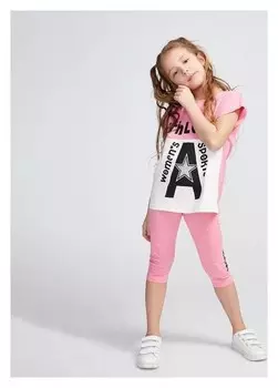 Комплект для девочки, цвет розовый/белый, рост 134 см (68)