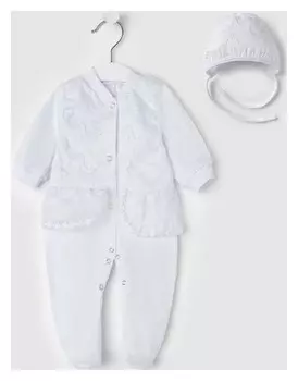 Комплект для новорожденного (Комбинезон, шапочка), цвет белый, рост 56-62 см