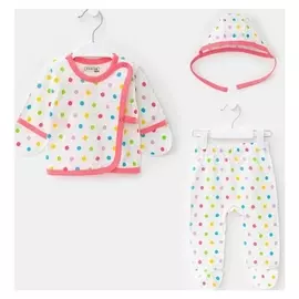 Комплект для новорождённого, цвет молочный/горошек, рост 56 см