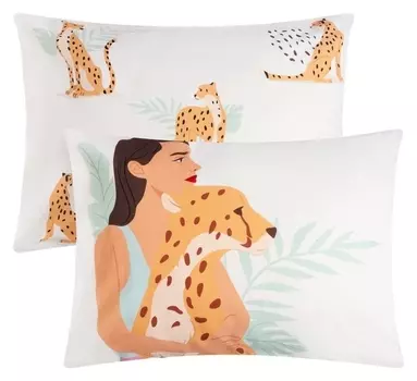 Комплект наволочек "Этель" Лео 50х70 см - 2 шт, 100% хлопок, бязь