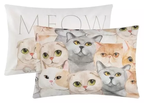 Комплект наволочек "Этель" Meow 50х70 см - 2 шт, 100% хлопок, бязь