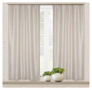 Комплект портьер для кухни жаккард бамбук 135х180см-2шт, св.бежевый, пэ 100%