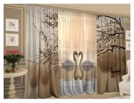 Комплект штор безмолвие шторы (147х267-2 шт), тюль (147х267-2шт), габардин, пэ 100%