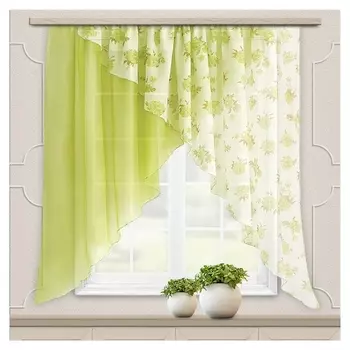 Комплект штор для кухни «Марианна», размер 300х160 см, цвет зелёный