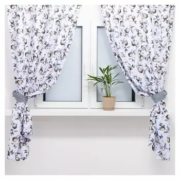 Комплект штор для кухни с подхватами этель "Груши" 145х180см-2 шт.,100% п/э