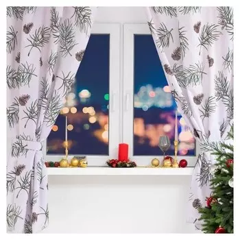 Комплект штор для кухни с подхватами Christmas Tree 145х180см-2 шт., габардин