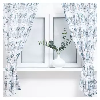 Комплект штор для кухни с подхватами "Flower Mood" 145х180см-2 шт.,100% п/э